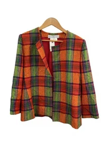 GIVENCHY collarless jacket, size 42, wool, multicolor, check - Picture 1 of 6