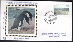 1985 AAT Australian Antarctic Territory Australia STERLING SILK Cover PENGUIN - Picture 1 of 1