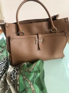 Damen Leder Shopper Handtasche, sportlich-elegant, beige mit Silber, neuwertig - Bild 1 von 13