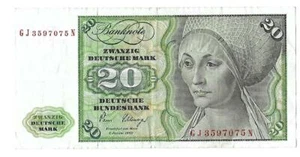 1980, GERMANY 20 MARK BANKNOTE, CIRCULATED - Picture 1 of 2