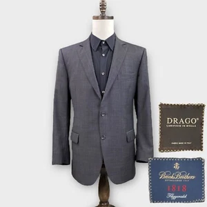 Traje Brooks Brothers Para Hombre 43R/W37 Gris Cuadros 1818 Fitzgerald Drago Hecho en Italia - Imagen 1 de 17