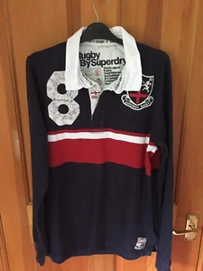 Superdry Rare SD Stripped Rugby Shirt Adult Size - L - RRP £100 (See Size Guide) - Picture 1 of 9