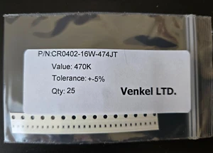 Resistencias SMT 0402 (1005 métricas) CR0402-16W-474JT 25 un. Venkel 470k ohmios ±5% - Imagen 1 de 1