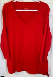 J.Jill Pima Blouse Sz XL TALL Red V-Neck 3/4 Sleeve Pima Cotton Top NWOT - Picture 1 of 7