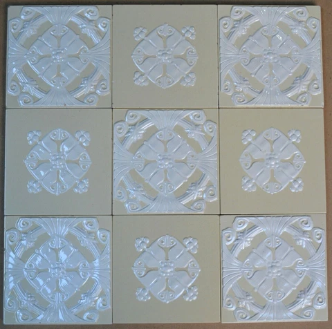 GERMANY - VILLEROY & BOCH - ANTIQUE ART NOUVEAU MAJOLICA 9-SET TILE  C1900 Cover
