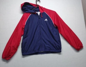 Adidas Trainingsjacke mit durchgehendem Reißverschluss und Kapuze blau & rot Jugend Größe Medium Jungen Mädchen warm - Bild 1 von 7