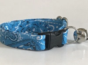 TURQUOISE BANDANA ADJUSTABLE BREAKAWAY CAT COLLAR - Picture 1 of 1