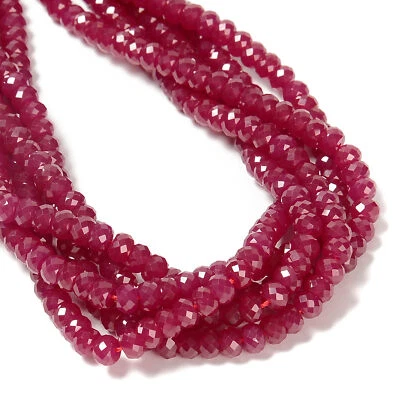 Natural Ruby Faceted Rondelle Beads Size 3x5mm 4x6mm 15.5'' Strand - Image 1 of 3