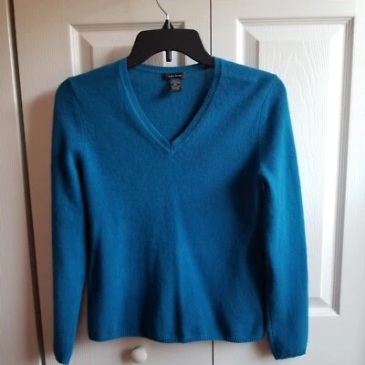 Suéter de cachemir Only Mine para mujer Petite SP verde azulado cuello en V manga larga suave jersey Foto 1 de 4