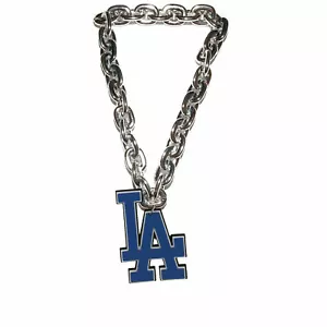 MLB Los Angeles Dodgers Fan Chain Necklace Foam Magnet - Silver Chain - Picture 1 of 7