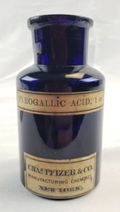 RARE Antique Charles Pfizer Chemists New York Cobalt Blue Bottle Medicine Cure - Picture 1 of 10