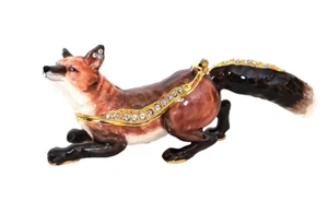Baratija con bisagras Hunter the Fox/joyero de peltre con joyas Kingspoint - Imagen 1 de 4