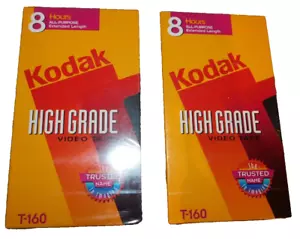 Dos cintas de video VHS Kodak T-160 de longitud extendida de alto grado 8 horas selladas - Imagen 1 de 5