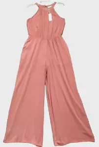 BluIvy Womens Jumpsuit Terracotta Orange/Clay Jewel Neck Wide Leg - Med NWT - Picture 1 of 10
