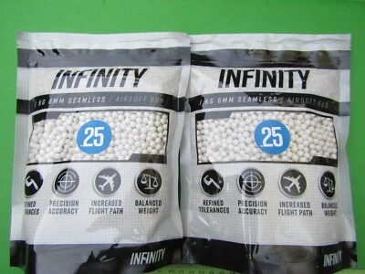 INFINTY Valken Airsoft Infinity 0.25g Seamless 6mm BBs 1KG x 2🔥2 Bags🔥7000 Count Total