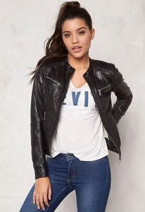 100% Women's Genuine Soft Lambskin Aries Leathers Biker Jacket Slim-Fit - Picture 1 of 7