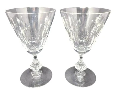 Duncan & Miller Willow 6 inch Crystal Water Goblets Wine Glasses Leaf Cut Barwar - Image 1 of 4