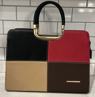 Dasein Handbag Faux Leather Briefcase Purse with Wallet Multi Colored NWOT - Image 1 of 4