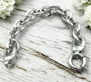 Classic 8 Inch 925 Sterling Silver Rolo Link Bracelet Lightweight 1499 - Picture 1 of 4