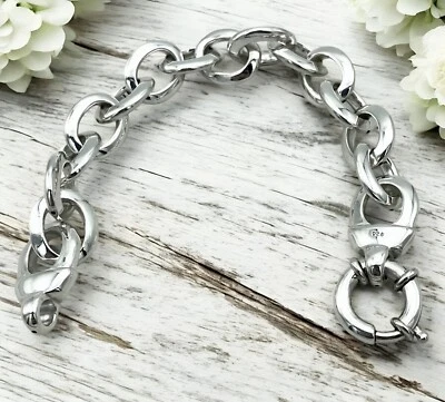 Classic 8 Inch 925 Sterling Silver Rolo Link Bracelet Lightweight 1499 - Image 1 of 4