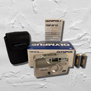 New Olympus Trip AF 50 35mm Point Shoot Film Camera w/ 28mm  Lens, Case and Box - Picture 1 of 5