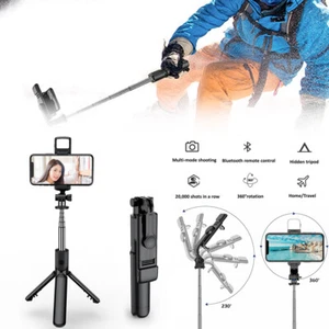 Universal Remote Selfie Stick Tripod with Fill Light Phone Desktop Stand Holder - Picture 1 of 12