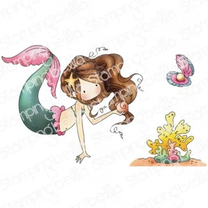 TINY TOWNIE MERMAID ISLA-Stamping Bella Cling Mount Rubber Stamp-Craft-Shell - Picture 1 of 5