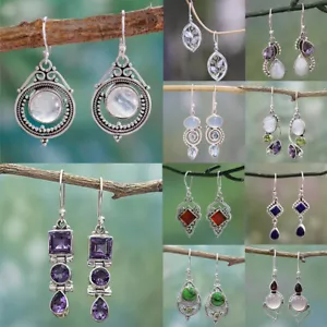 Women's Jewelry Pretty Moonstone Drop Earrings Silver Earring Gifts 1 Pair/set△ - Picture 1 of 19