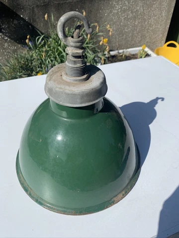 Vintage Green Enamel Industrial pendant light Cover