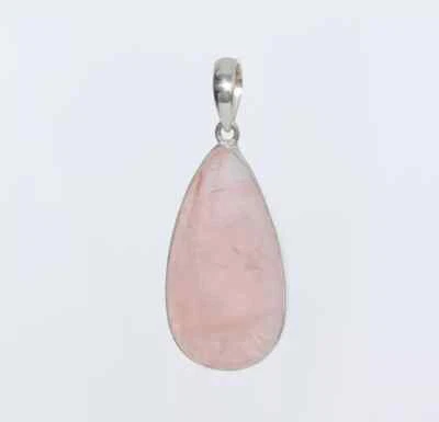 美丽的粉红色玫瑰石英吊坠和 18 英寸项链! 在美国免费送货! — 第 1/2 张图片