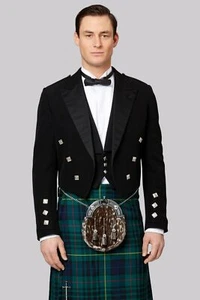 Scottish Traditional Prince Charlie Kilt Jacket with Waistcoat/Vest - Picture 1 of 4