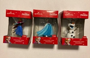 Hallmark Disney Frozen Elsa, Olaf, & Anna Ornaments NIB 2015 Set of 3 - Picture 1 of 16