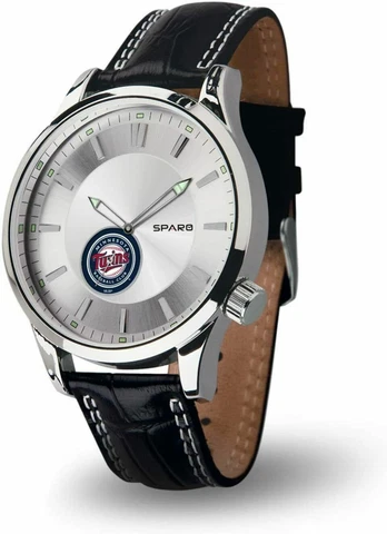 NEW! MINNESOTA TWINS MEN'S BLACK LEATHER ICON WATCH LICENSED Cover