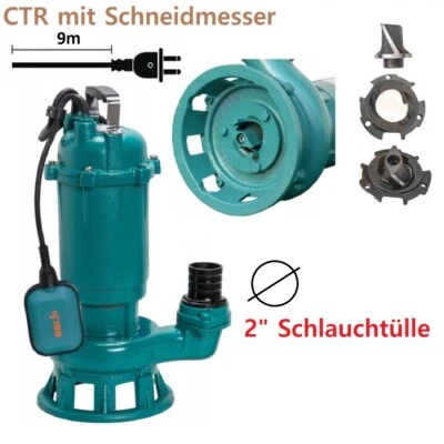 Fäkalienpumpe Tauchpumpe Schmutzwasserpumpe CTR 1100W - 21000l/h Schneidmesser - Bild 1 von 3