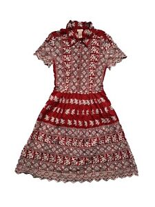 COLLETTE BY COLLETTE DINNIGAN WOMENS RED MIXBORDER BRODERIE SHIRT DRESS. UK 8.