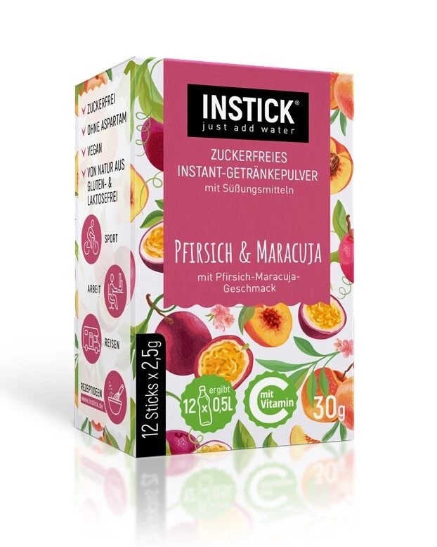 INSTICK Beverage Powder Peach Passionfruit 12 Pack (Holds 12 x 0.5L) - Image 1 of 1