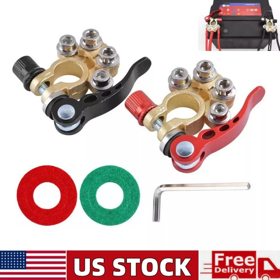 Abrazadera de conectores de terminales de batería de automóvil terminal de desconexión de liberación rápida de latón EE. UU. Foto 1 de 4