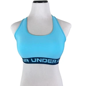 Sujetador deportivo Under Armour para mujer talla grande deletreado espalda cruzada azul bebé - Imagen 1 de 10