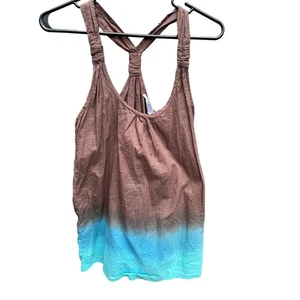 Charlotte Russe Brown Teal Blue Tank Top Shirt Women's Medium - Picture 1 of 4