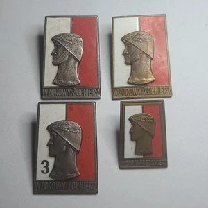 Poland Exemplary Soldier Cap Collar Badges Bronze and Silver 3 Lot - Picture 1 of 6