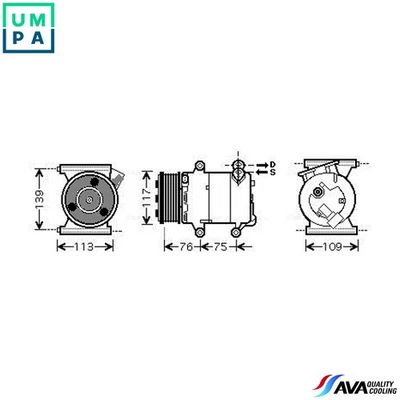 COMPRESSOR AIR CONDITIONING AUAK185 FOR LAND ROVER FREELANDER/2/VAN FORD 2.2L - Image 1 of 4