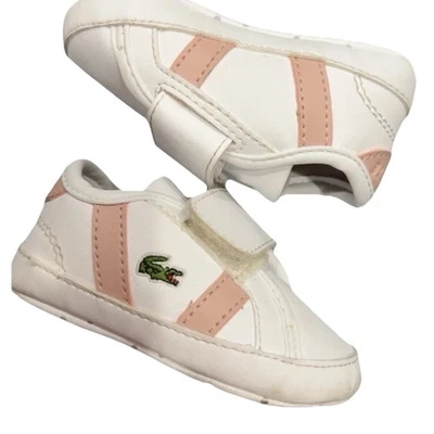 Zapatos Lacoste Bebé Niña Correa Blanco Rosa Pre Walker Aus talla 4 Niños Foto 1 de 4