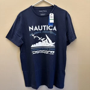 Nautica Men's Short Sleeves L Navy Blue T-Shirt NEW MSRP : $34.50 New w Tags - Picture 1 of 3