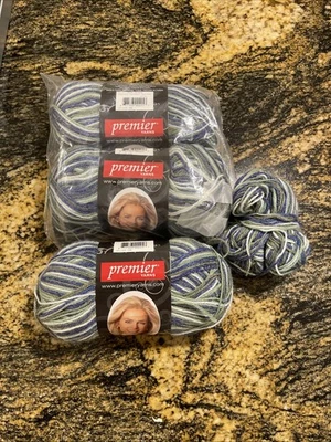 Lot of 2 + Skeins Premier Wool Blend Sock Yarn 235 yds 1.76 Oz Aigue-Marine - Image 1 of 4