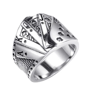 MENDEL Mens Biker Casino Lucky Poker Ring Jewelry Men Stainless Steel Size 4-15 - Bild 1 von 21