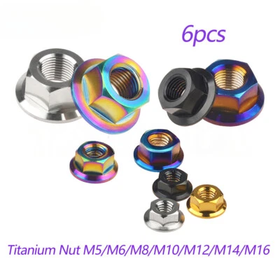 Titanium Nut Flange Hex Alloy Nut M5 M6 M8 M10 M12 M14 M16 Bolt Fastener 1/4/6pc - Image 1 of 4