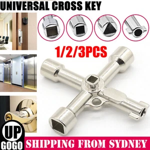 1-3x Universal Cross Electrical Cabinet Elevator Key Alloy Triangle Square Tool - Picture 1 of 10