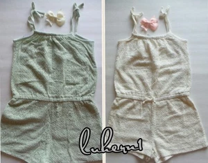 H&M H M Girls Lace Jumpsuit Size 4-6 6-8 8-10 WITH BOW HAIR CLIP NWT - Picture 1 of 7