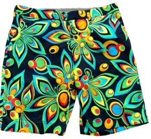 LOUDMOUTH mens golf shorts size 42 SHAGADELIC black green funky groovy pattern - Picture 1 of 5