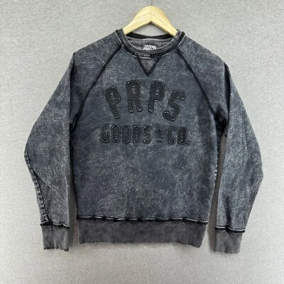 Sudadera PRPS Para Hombres Pequeña Gris Cuello Redondo Pullover Lavado Ácido Deletrear Logo Foto 1 de 4